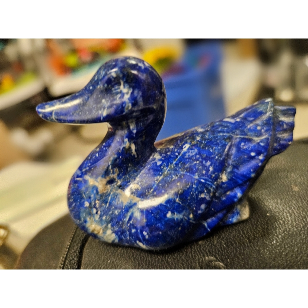 RARE Chinese Carved Lapis Lazuli Duck Statue (Vintage) (Artisanal)